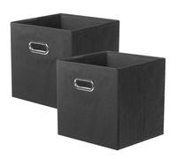 powerking boîte de rangement en tissu, ensemble de 2 tiroirs de boîte de rangement en tissu pliable avec poignée en métal pour armoire et jouets, noir