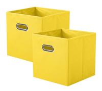powerking boîte de rangement en tissu, ensemble de 2 tiroirs de boîte de rangement en tissu pliable avec poignée en métal pour armoire et jouets, Jaune