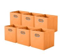 powerking boîte de rangement en tissu, ensemble de 6 tiroirs de boîte de rangement en tissu pliable avec poignée en métal pour armoire et jouets, Orange