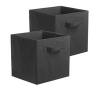 PowerKing Boîte de rangement, lot de 2 bacs de rangement pliables en tissu, cubes et tiroir organisateur en tissu pour placard et rangement des jouets, noir