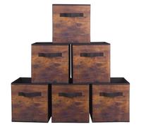 powerking Boîtes de rangement, boîtes de rangement en tissu pliables et tiroirs de rangement en tissu pour placards et rangements pour jouets, lot de 6 (grain de bois Vintage)