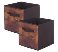 powerking Boîtes de rangement, boîtes de rangement en tissu pliables et tiroirs de rangement en tissu pour placards et rangements pour jouets, lot de 2 (grain de bois Vintage)