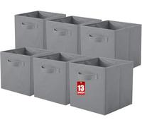 powerking Boîtes de rangement pour placards et jouets, boîtes de rangement en tissu pliables cube et organiseur de tissu, set de 6, 33 X 33 X 33 cm, Gris