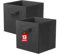 powerking Boîtes de rangement pour placards et jouets, boîtes de rangement en tissu pliables cube et organiseur de tissu, set de 2, 33 X 33 X 33 cm, Noir