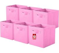 powerking Boîtes de rangement pour placards et jouets, boîtes de rangement en tissu pliables cube et organiseur de tissu, set de 6, 33 X 33 X 33 cm, Pink