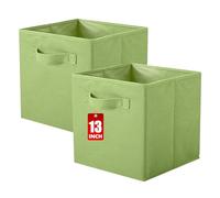 powerking Boîtes de rangement pour placards et jouets, boîtes de rangement en tissu pliables cube et organiseur de tissu, set de 2, 33 X 33 X 33 cm, Vert Clair