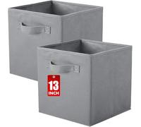 powerking Boîtes de rangement pour placards et jouets, boîtes de rangement en tissu pliables cube et organiseur de tissu, set de 2, 33 X 33 X 33 cm, Gris