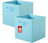 powerking Boîtes de rangement pour placards et jouets, boîtes de rangement en tissu pliables cube et organiseur de tissu, set de 2, 33 X 33 X 33 cm, Bleu Ciel