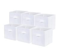 powerking Boîtes de rangement pour placards et jouets, boîtes de rangement en tissu pliables et tiroirs de rangement en tissu, lot de 6 (Blanc)