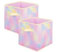 powerking Boîtes de rangement pour placards et jouets, boîtes de rangement en tissu pliables et tiroirs de rangement en tissu, pack de 2 (coloré Tie - dye)