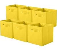 powerking Boîtes de rangement pour placards et jouets, boîtes de rangement en tissu pliables et tiroirs de rangement en tissu, lot de 6 (Jaune)