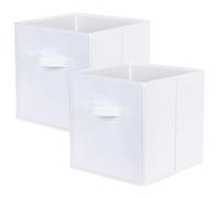 powerking Boîtes de rangement pour placards et jouets, boîtes de rangement en tissu pliables et tiroirs de rangement en tissu, lot de 2 (Blanc)