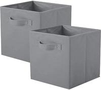powerking Boîtes de rangement pour placards et jouets, boîtes de rangement en tissu pliables et tiroirs de rangement en tissu, lot de 2 (Gris)
