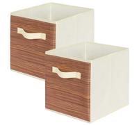 powerking Boîtes de rangement pour placards et jouets, boîtes de rangement en tissu pliables et tiroirs de rangement en tissu, lot de 2 (grain de bois clair)