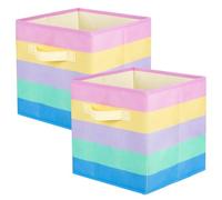 powerking Boîtes de rangement pour placards et jouets, boîtes de rangement en tissu pliables et tiroirs de rangement en tissu, lot de 2 (Rainbow Stripe)