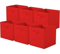 powerking Boîtes de rangement pour placards et jouets, boîtes de rangement en tissu pliables et tiroirs de rangement en tissu, lot de 6 (Rouge)