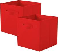 powerking Boîtes de rangement pour placards et jouets, boîtes de rangement en tissu pliables et tiroirs de rangement en tissu, lot de 2 (Rouge)