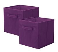 powerking Boîtes de rangement pour placards et jouets, boîtes de rangement en tissu pliables et tiroirs de rangement en tissu, lot de 2 (Violet Profond)