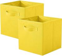 powerking Boîtes de rangement pour placards et jouets, boîtes de rangement en tissu pliables et tiroirs de rangement en tissu, lot de 2 (Jaune)