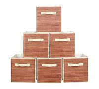powerking Boîtes de rangement pour placards et jouets, boîtes de rangement en tissu pliables et tiroirs de rangement en tissu, lot de 6 (grain de bois clair)
