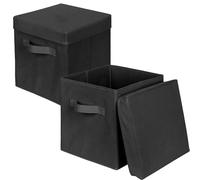 powerking Boîtes de stockage, cube de stockage de tissu pliable de 2 paquets avec couvercle, tiroir d'organisateur de vêtements pour le placard et le stockage de jouets, 27x27x28cm,Noir