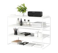 powerking Desk Shelf Organiser, Desktop Display Shelf for Figures, Adjustable Bookshelf Storage Rack and Office Cubicle Decor for Tabletop, Office, Dorm (White, 3 Tier)