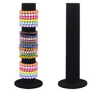 powerking Jewelry Tower - Lot de 2 organisateurs pour cravates pour cheveux, en velours, couleur : noir, présentoir pour bracelets, montres
