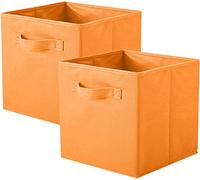powerking Lot de 2 cubes de rangement pliables avec poignées, bacs pliables en tissu pour étagères de placard, bacs de rangement d'organisation durables, 26,7 x 27,9 x 26,7 cm, orange