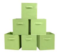 PowerKing Lot de 6 bacs cubiques de rangement pliables en tissu pour placard et jouets, Polypropylène, Vert, Vert