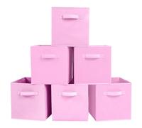 PowerKing Lot de 6 bacs cubiques de rangement pliables en tissu pour placard et jouets, Polypropylène, rose, Rose