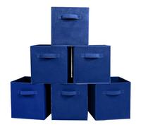 PowerKing Lot de 6 bacs cubiques de rangement pliables en tissu pour placard et jouets, Polypropylène, noir foncé, blue