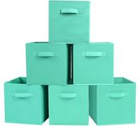 powerking Lot de 6 bacs de rangement pliables en tissu et tiroir de rangement en tissu pour placard et jouets Vert