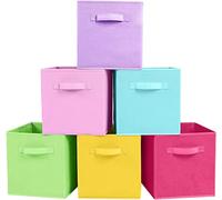 powerking Lot de 6 cubes de rangement pliables en tissu en forme de cube - Couleur arc-en-ciel