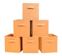 powerking Lot de 6 cubes de rangement pliables en tissu en forme de cube Orange
