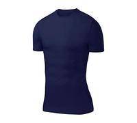 PowerLayer Homme & Garçon T-Shirt de Compression Base Layer Thermique de Sport à Manches Courtes - Bleu Foncé, XXL
