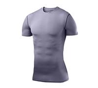 PowerLayer Homme & Garçon T-Shirt de Compression Base Layer Thermique de Sport à Manches Courtes - Gris, L Garçon (10 à 12 Ans)