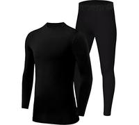 PowerLayer Performance Set de Compression Collants & T-Shirt Couche de Base Thermique Manches Longues pour Garçon - Black Top + Black Stealth Tights (Noir + Noir), S Garçon (6 à 8 Ans)