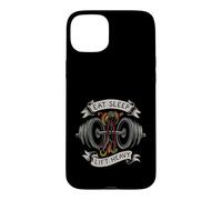 Powerlifting Eat Sleep Lift Heavy Gym Workout Coque pour iPhone 15 Plus