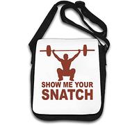 Powerlifting Show Me Your Snatch Gym Sac à bandoulière avec logo Blanc