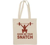Powerlifting Show Me Your Snatch Gym Sac fourre-tout en coton naturel Blanc