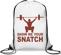 Powerlifting Show Me Your Snatch Sac de gym avec cordon de serrage Blanc