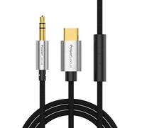 PowerLocus Câble USB C vers 3.5mm Jack, 1M Aux 3.5mm Prise Jack vers USB C Cable Audio avec Microphone, Nylon Tressé Haute Qualité, Cable Auxiliaire Compatible avec iPhone,Galaxy S24,Casque Sans fil