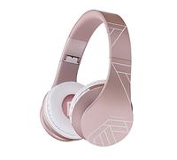 PowerLocus Casque Bluetooth sans Fil, Pliable Casque Audio Stéréo, Oreillette Bluetooth avec Micro Intégré/Micro SD/FM Radio pour Téléphones/PC/Tablettes/TV (Or Rose PL Collection)