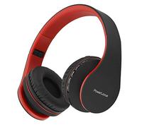 PowerLocus Casque Bluetooth supra-auriculaire, pliable, casque stéréo Hi-Fi avec basses profondes, micro SD/TF, radio FM et mode filaire, microphones intégrés, cache-oreilles doux pour téléphone/PC
