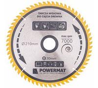 POWERMAT Lame de scie circulaire pour bois en carbure Ø 210x30 mm 60 dents