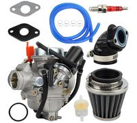 PowerMotor PD24J Carburateur Kit avec Bougie D'allumage Tuyau D'essence Filtre à Air, Collecteur Remplacement pour 4 Temps GY6 125cc 150cc ATV Quads Go Kart Scooter QMJ / QMI157 QMJ / QMI152 Moteur