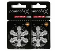 PowerOne Evolution Lot de 12 Piles pour appareils auditifs 1,45 V Zinc Air avec autonomie améliorée Taille 312