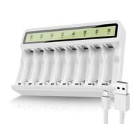 POWEROWL 8 Slots LCD Intelligent Rechargeable Chargeur de Piles Ni-MH Ni-CD AA AAA Piles Rechargeables Chargeur pour Voyage