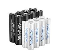 POWEROWL AA AAA Piles Rechargeables, Pré-Chargées Haute Capacité 2800mAh et 1000mAh 1,2V NiMH, Faible Autodécharge, Pack de 16 (8AA+8AAA)