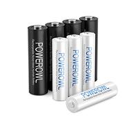 POWEROWL AA AAA Piles Rechargeables, Pré-Chargées Haute Capacité 2800mAh et 1000mAh 1,2V NiMH, Faible Autodécharge, Pack de 8